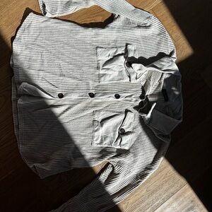 Gray Button-Up Shirt with Pockets
